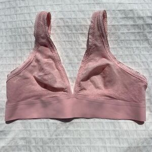 Aerie Smoothez Lace Plunge Bralette in Baby Pink, L